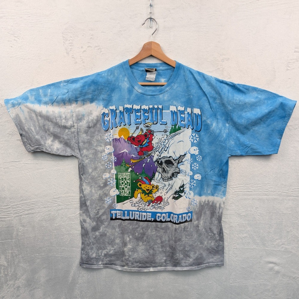 VTG Liquid Blue Grateful Dead T-Shirt Men 2XL Blue Tie Dye Telluride Relaxed Y2K